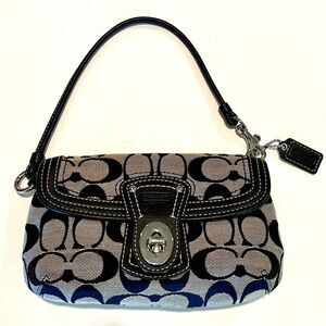 COACH Signature Jacquard Legacy Turnlock Flap Wristlet